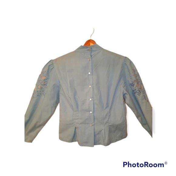 Handmade in the Philippines Blouse with Floral Embroidery Lace &‎ Puff Sleeve LP - Picture 6 of 9